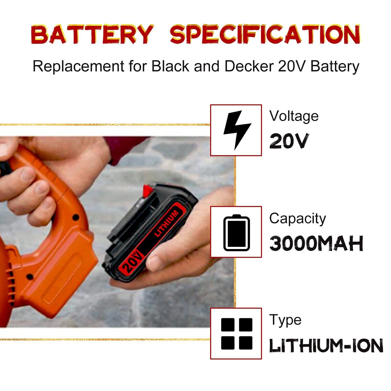 20V Battery for Black & Decker LSW20 LST220 LPHT120 LLP120 LBXR20 LBX20 20V Battery for Black & Decker LSW20 LST220 LPHT120 LLP120 LBXR20 LBX20